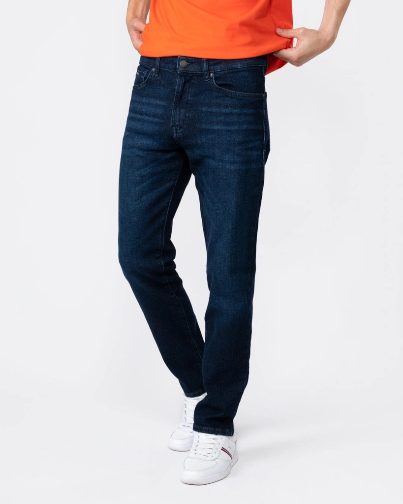 Hugo Boss Mens Re.Maine Regular Fit Jeans in Dark Blue Comfort-Stretch Denim - Size 32W/34L